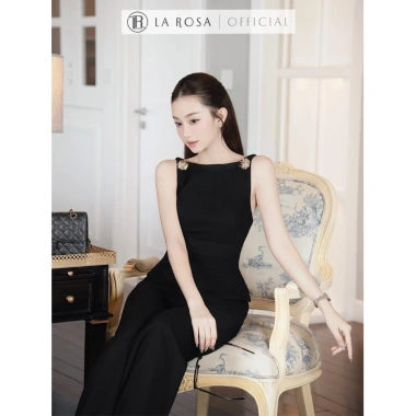 Set Đồ Nữ La Rosa – Áo Sát Nách Peplum Đính Đá Vai + Quần Tây Ống Suông – 559k