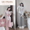 Set đồ nữ LILY HCOM26.659 - Áo thun kẻ họa tiết dài tay + quần suông siêu xinh thu đông, giảm giá 248k