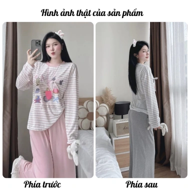 Set đồ nữ LILY HCOM26.659 - Áo thun kẻ họa tiết dài tay + quần suông siêu xinh thu đông, giảm giá 248k 8