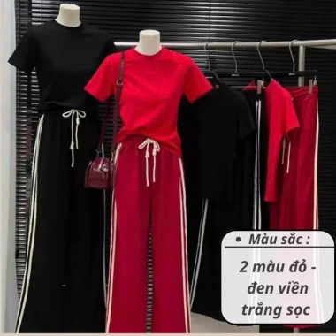 Set đồ nữ mặc nhà áo thun basic mix quần ông suông viền sọc xinh - SaYa Shop HCOM25.171 129k 2 Set đồ nữ mặc nhà áo thun basic mix quần ông suông viền sọc xinh - SaYa Shop HCOM25.171 129k 2
