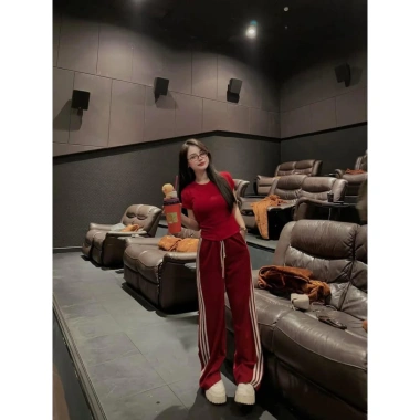 Set đồ nữ mặc nhà áo thun basic mix quần ông suông viền sọc xinh - SaYa Shop HCOM25.171 129k