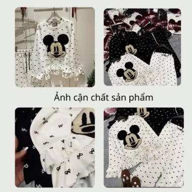 Set đồ nữ mặc nhà Mickey xinh xắn, nơ cầm tay, họa tiết đẹp, chỉ 249.000₫ 3