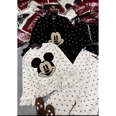 Set đồ nữ mặc nhà Mickey xinh xắn, nơ cầm tay, họa tiết đẹp, chỉ 249.000₫ 6