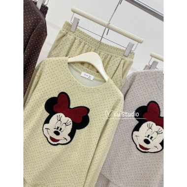 Set đồ nữ sang chảnh bộ len thỏ chấm bi Mickey - Mẫu mới, giá ưu đãi 405.000 VNĐ