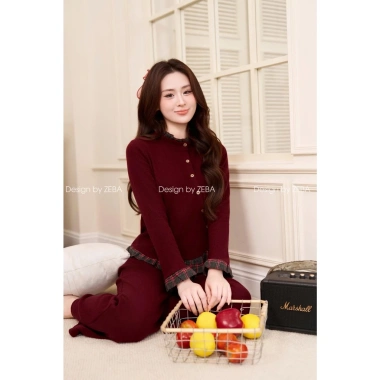 Set đồ nữ ZEBA bộ mặc nhà cotton lông thỏ Hàn phối sang, giá chỉ 424.150₫