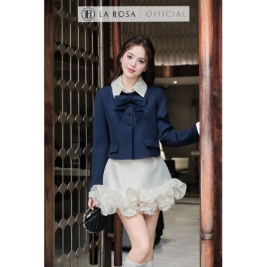 Set Đồ Sang Chảnh La Rosa S1.007: Áo Vest Nơ, Chân Váy Ngắn Bèo Nhún, Tôn Dáng, Giá 859k 3