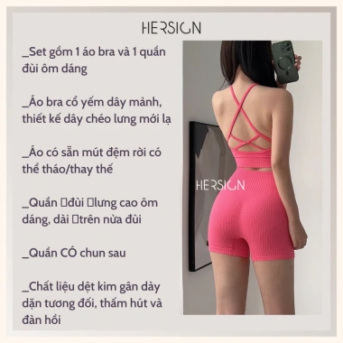Set đồ tập gym nữ hot trend HERSIGN-SET153 áo bra dây mảnh quần đùi yoga best seller giảm giá 336.900₫ 8
