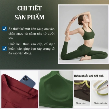 Set Đồ Tập Yoga Nữ S15 Dây Đan, Quần Chống Lật, Thun Lạnh Giãn 4 Chiều, Giá 495k 3