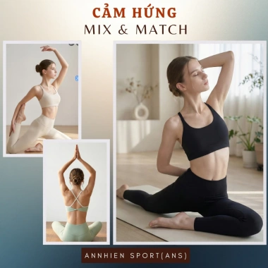 Set Đồ Tập Yoga Nữ S15 Dây Đan, Quần Chống Lật, Thun Lạnh Giãn 4 Chiều, Giá 495k 4