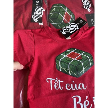 Set Đồ Tết 100% Cotton Màu Đỏ In Hình Bánh Chưng cho Bé Trai & Bé Gái – Tặng Túi Đựng Lì Xì – COCAHOUSE 4
