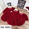 Set đồ Tết bé gái Đậu Kids váy nhung đỏ cúc bọc + áo choàng 9‑29kg, chỉ 162k 9
