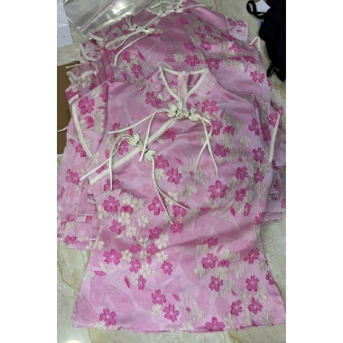 Set đồ Tết và đi Chùa Áo Gấm hoa cổ tàu, phụ kiện chân váy Tơ 2 tầng với quần trong 8