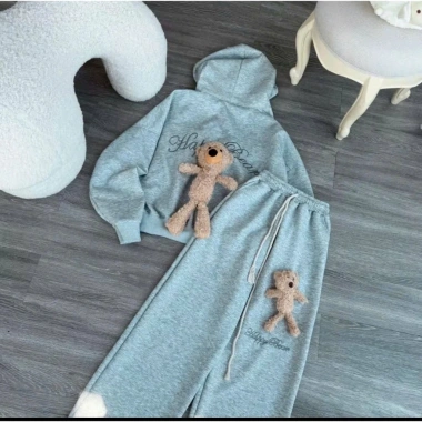 Set Đồ Thể Thao Gấu Bông - Bộ Nỉ Hoodie Unisex Form Rộng, Gấu Teddy Dễ Thương, Mặc Nhà và Đi Chơi Giá 249k