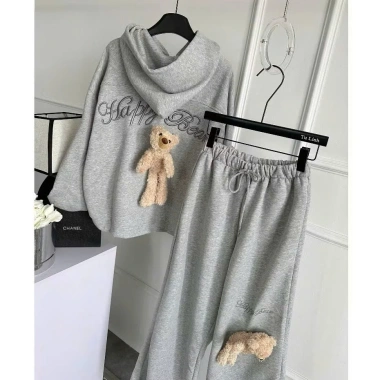 Set Đồ Thể Thao Gấu Bông - Bộ Nỉ Hoodie Unisex Form Rộng, Gấu Teddy Dễ Thương, Mặc Nhà và Đi Chơi Giá 249k
