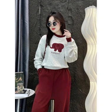 Set đồ thu đông lót nhung Lisa Boutique NM84 - Quần áo nỉ nữ cổ tròn, giá chỉ 415k 4