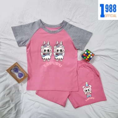 Set đồ thun co giãn in hình LaBuBu cho Bé gái, quần áo cotton 15-40kg BTE04 7