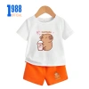 Set đồ thun trẻ em Capybara uống trà sữa Áo + quần cộc tay cotton 15-40kg giá ưu đãi 169.000 5