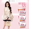 Set Đồ Tiểu Thư La Rosa - Áo Sơ Mi Tơ Dài Tay Đính Hoa + Quần Short Trẻ, Giá 315k