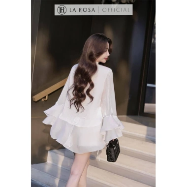 Set Đồ Tiểu Thư La Rosa - Áo Sơ Mi Tơ Dài Tay Đính Hoa + Quần Short Trẻ, Giá 315k