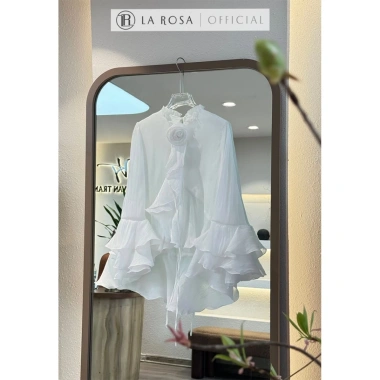 Set Đồ Tiểu Thư La Rosa - Áo Sơ Mi Tơ Dài Tay Đính Hoa + Quần Short Trẻ, Giá 315k