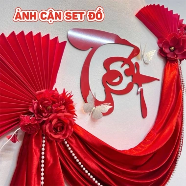 Set Đồ Trang Trí Tết Nguyên Đán 2.025 Chữ Alu Đỏ kèm Vải Nhung & Hoa - Chúc Mừng Năm Mới Homie, giảm từ 204k xuống 169k