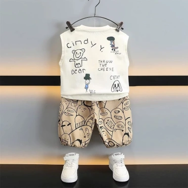 Set Đồ Trẻ Em Áo Tank Top Graffiti + Quần Thời Trang Mùa Hè - Chỉ 162.5k 4