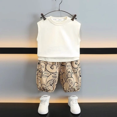 Set Đồ Trẻ Em Áo Tank Top Graffiti + Quần Thời Trang Mùa Hè - Chỉ 162.5k 5