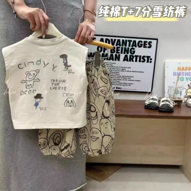 Set Đồ Trẻ Em Áo Tank Top Graffiti + Quần Thời Trang Mùa Hè - Chỉ 162.5k 7