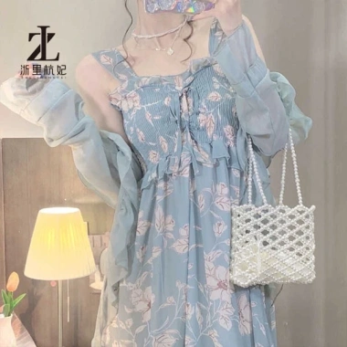 Set đồ ZHELIHANGFEI: Đầm voan hoa + Áo khoác dài thời trang thanh lịch - Giá chỉ 204.000đ