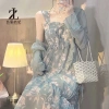 Set đồ ZHELIHANGFEI: Đầm voan hoa + Áo khoác dài thời trang thanh lịch - Giá chỉ 204.000đ 3