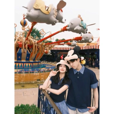 Set đôi 3 món: Áo nam nữ cổ sơmi carro xanh đen + Chân váy bí phồng sọc siêu cute - Giá chỉ 381.000 VND