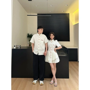 Set đôi nam nữ vòng tay cotton gân thêu chữ đỏ, cúc đỏ siêu xinh, tặng 2 chiếc chụp ảnh đẹp - chỉ 369.000₫ 2