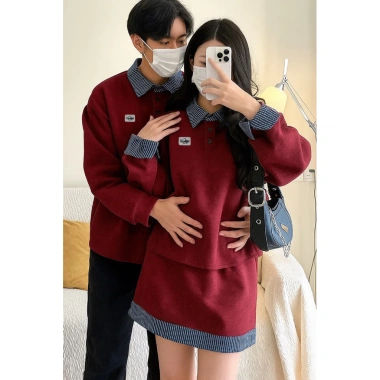 Set Đôi Nữ Áo và Chân Váy Đỏ Đô Tay Dài Nỉ ấm Đông Xuân Caro Xanh Dương - Forever Couple 2 Set Đôi Nữ Áo và Chân Váy Đỏ Đô Tay Dài Nỉ ấm Đông Xuân Caro Xanh Dương - Forever Couple 2