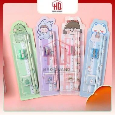 Set Dụng Cụ Học Tập 4 Món Siêu Dễ Thương Bút Chì Thước Gọt Tẩy 14.415 VND
