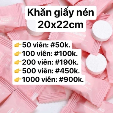 Set dùng thử 25 viên Khăn giấy nén du lịch tiện lợi 20x22cm Giá chỉ 25.000 VND