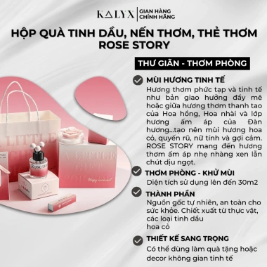 Set Fullbox ROSE STORY: Tinh Dầu, Nến, Thẻ Thơm Nước Hoa + Túi Quà & Thiệp - Ưu Đãi 3