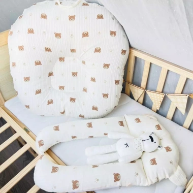 Set gối chống trào chữ U cho bé, vải đũi gân 2 lớp AnChEE, giá giảm 279.000đ