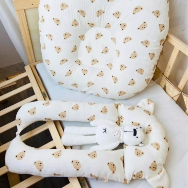 Set gối chống trào chữ U cho bé, vải đũi gân 2 lớp AnChEE, giá giảm 279.000đ