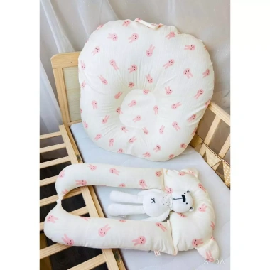 Set gối chống trào chữ U cho bé, vải đũi gân 2 lớp AnChEE, giá giảm 279.000đ