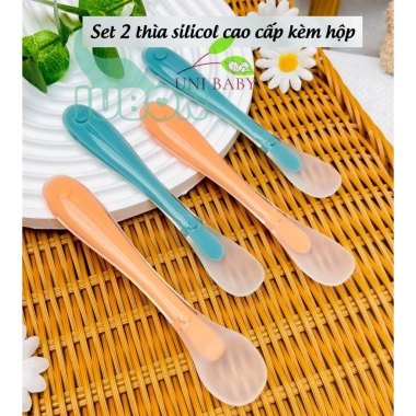 Sét Hai Thìa Jupon Unibaby và Hộp Cao Cấp Silicol PPSU An Toàn Cho Bé - Giá 50.000 VND