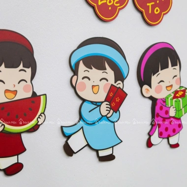 Set Hình Gỗ Dán Tường Trang Trí Tết – Sticker Decor Nhà Bách Mộc, Giá 138k 8