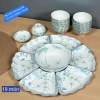 Set hoa mai sứ họa tiết thủy tiên xanh 45cm - Bộ bát đĩa hoa mặt trời thờ cúng, giảm còn 350.000 VND