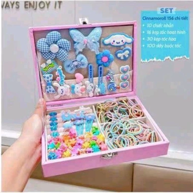 Sét hộp 156 chi tiết kẹp tóc, dây buộc, nhẫn, nơ - Tặng túi - Chỉ 140.000đ 9