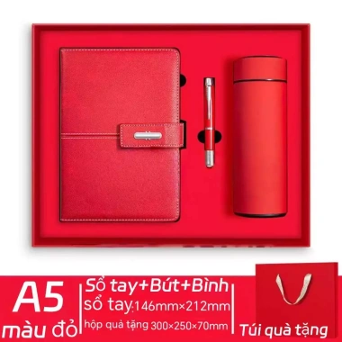 Sét hộp quà tặng sổ da cao cấp A5 sang trọng kèm bút và bình giữ nhiệt tiện dụng Giá ưu đãi 322.000₫ 4