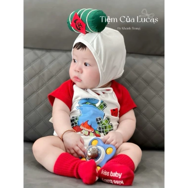 SET ikii Bodysuit + Nón Bánh Tét cho bé - Trang phục Tết giá chỉ 159.000 VNĐ 2
