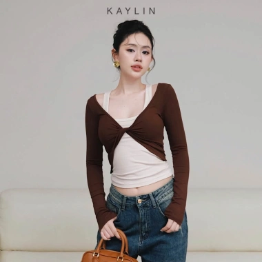 Set KAYLIN 2 áo xoắn eo và áo ba lỗ, thun co giãn, cá tính - 330.000₫