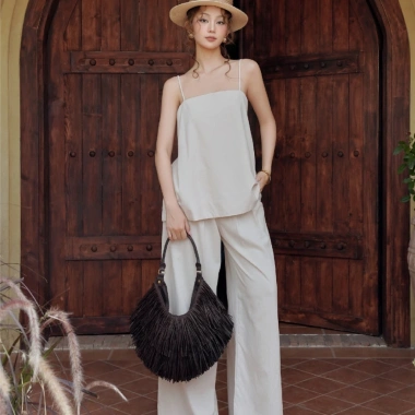 Set KAYLIN áo hai dây + quần suông dài vải linen BST Tháng 3 - Giá 625.000₫