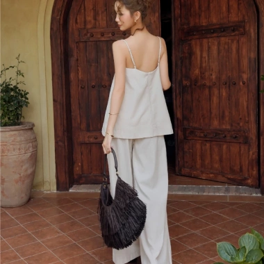 Set KAYLIN áo hai dây + quần suông dài vải linen BST Tháng 3 - Giá 625.000₫