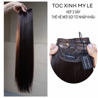 Sét kẹp 3 dây công nghệ tóc nhân tạo nhập khẩu - mềm mượt, nhẹ, tóc lỳ như thật, giá ưu đãi 430k