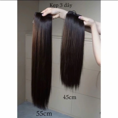 Sét kẹp 3 dây công nghệ tóc nhân tạo nhập khẩu - mềm mượt, nhẹ, tóc lỳ như thật, giá ưu đãi 430k